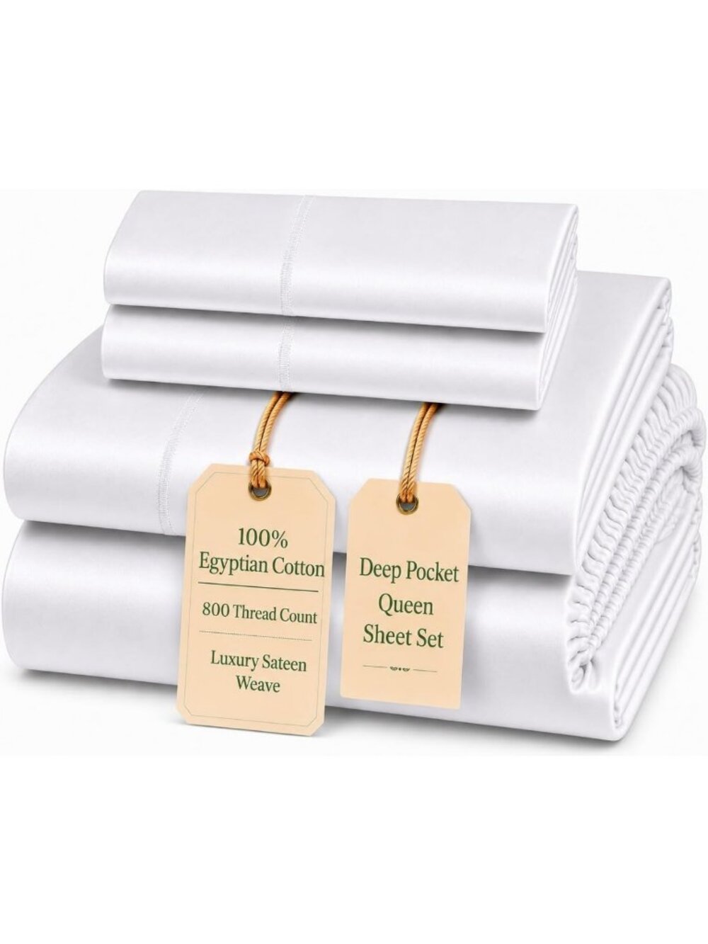 Luxurious 800 Thread Count Egyptian Cotton Queen Sheet Set - Soft & Durable